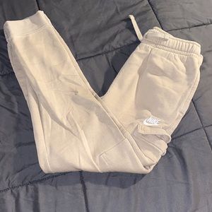 beige Nike Cargo pocket tapered sweatpants
